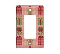 Holiday Tropical Bird Light Switch Cover Plates/Outlet Covers, Red Green Gift Boxes for Festive Decor, Thermoplastic Wall Plates, Standard Size Single Rocker