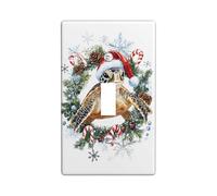 Holiday Turtle Light Switch Cover Plates/Outlet Covers, Christmas Green Wreath with Santa Hat, Fun Decor for Winter Home Accents, Thermoplastic Wall Plates, Standard Size Single Toggle