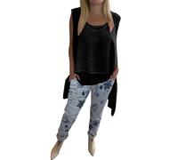 Holiday Two Piece Outfit Women, Deep Round Neck Sleeveless Tops Irregular Hem Double Layered Tops Leggings Full Length Trousers With Pockets Floral Printed Pants Trendy Streetwear Holiday Daily Wear