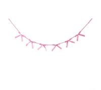 Holiday Velvet Bow Garland Banner 6Ft Christmas Decorative String For Tree Wall Seasonal Party Birthday Decoration Hanging Ornament (pink)
