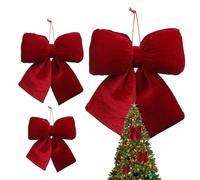 Holiday Velvet Bows - 14x12cm Red Ornament, Velvet Holiday Bow, Eleegant Wreath Accent with Versatile Decorative Design | Festive Party Decoration for Tree, Front Door, Garland, Candy Bag and Wedding