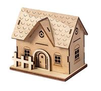 Holiday Village Homes: Mini Wooden Illuminated Town, Craft Christmas Scene, Warm LED Display, Festive Table Ornament | Christmas Buildings for Window Displays, Apartment Decorations