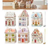 Holiday Village Spice House Set, A Mini Christmas Wonderland for Your Kitchen, Gingerbread House Spice Jars with Label, Seasoning Jars for Cinnamon, Sugar & Cocoa, Xmas Kitchen Countertop Decor
