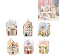 Holiday Village Spice House Set Gingerbread Christmas Decoration Mini Christmas Gingerbread House Jar Vintage Kitchen Spice Storage Jar Holiday Countertop Display Set for Coffee Bar Home Kitchen Decor