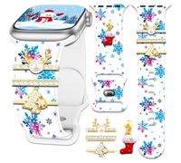 Holiday Watch Band Charms with Band Compatible With Apple Watch with Decorative & Rings Loops 38mm/40mm/41mm/42mm/44mm/45/49mm for iPhone iWatch SE/Series9 8 7 6 5 4 3 2 1 Replacement Strap