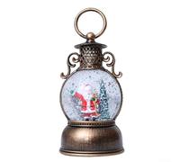Holiday Water Lantern with Snowflake Glitter and Musical Sound, Dual Power Options USB and Battery, 6 Hour Timer for Cozy Christmas Decor (Santa Claus)