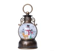 Holiday Water Lantern with Snowflake Glitter and Musical Sound, Dual Power Options USB and Battery, 6 Hour Timer for Cozy Christmas Decor (snow man)