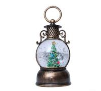 Holiday Water Lantern with Snowflake Glitter and Musical Sound, Dual Power Options USB and Battery, 6 Hour Timer for Cozy Christmas Decor (Christmas tree)