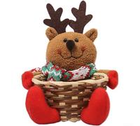 Holiday Wooden Candy Basket with Cartoon Santa, Child Friendly with Spacious Interior for Treat Storage and Decorative Use (Moose)