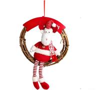 Holiday Wooden Door Hanging Decor Featuring Elk Vine Circle and Snowman for Seasonal Celebration (Moose Vine Wreath)