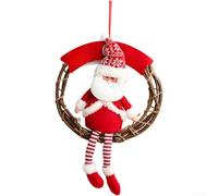 Holiday Wooden Door Hanging Decor Featuring Elk Vine Circle and Snowman for Seasonal Celebration (Snowman Vine Wreath)