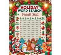 Holiday Word Search Puzzle Book For Kids 7+: Fun, Educational, and Festive! Christmas-themed words include Snow, Mistletoe, Reindeer, North Pole, Christmas Traditions, and More!