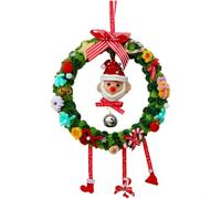 Holiday Woven Christmas Wreath Ornament Fabric Construction Modern Minimalist Style Semi-Handmade Green Removable for Door Window Wall Hotel Seasonal Decor(A)