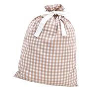 Holiday Wrapping Christmas Bag Cotton Fabric Drawstring Holder Checkered Pouch for Candy Treats Small Storage Use Checkered Fabric Pouch Drawstring Holiday Wrapping Candy Treat Holder Cloth