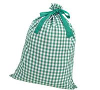Holiday Wrapping Christmas Bag Cotton Fabric Drawstring Holder Checkered Pouch for Candy Treats Small Storage Use Checkered Fabric Pouch Drawstring Holiday Wrapping Candy Treat Holder Cloth