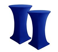 HolidayIdeas Cocktail Table Covers, 2 Pack - Fitted Stretch Spandex Square Corners Cocktail Tablecloths (Royal Blue, Fit for 27"-29" Diameter x 42" Height Tables)