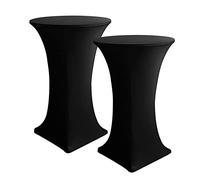HolidayIdeas Cocktail Table Covers, 2 Pack - Stretch Spandex Square Corners Cocktail Tablecloths (Black, Fit for 30" Diameter x 42" Height Tables)