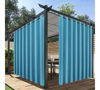 HolidayIdeas Extra Wide Outdoor Curtains for Patio Waterproof, 2 Panels - 110 x 84 Inch - Privacy & Light Filtering Curtains Grommet Outside Curtains for Porch, Gazebo, Pergola, Backyard (Teal