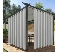 HolidayIdeas Extra Wide Outdoor Curtains for Patio Waterproof, 2 Panels - 110 x 84 Inch - Privacy & Light Filtering Curtains Grommet Outside Curtains for Porch, Gazebo, Pergola, Backyard (Silver)