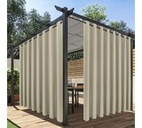 HolidayIdeas Extra Wide Outdoor Curtains for Patio Waterproof, 2 Panels - 110 x 95 Inch - Privacy & Light Filtering Curtains Grommet Outside Curtains for Porch, Gazebo, Pergola, Backyard (Taupe)