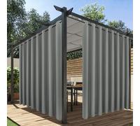 HolidayIdeas Extra Wide Outdoor Curtains for Patio Waterproof, 2 Panels - 110 x 95 Inch - Privacy & Light Filtering Curtains Grommet Outside Curtains for Porch, Gazebo, Pergola, Backyard (Grey)