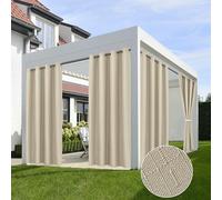 HolidayIdeas Linen Outdoor Curtains for Patio Waterproof 4 Panels Cream Outside Curtains 108 inch Length-Indoor/Outdoor Gazebo Curtains Weatherproof, Privacy for Pergola, Porch, Cabana 54"x108"