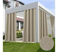 HolidayIdeas Linen Outdoor Curtains for Patio Waterproof-4 Panels Taupe Outside Curtains 54"x95"-Indoor/Outdoor Privacy Gazebo Curtains Weighted Weatherproof for Pergola, Porch, Cabana, Sunroom