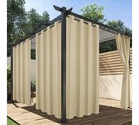 HolidayIdeas Outdoor Curtains for Patio Waterproof, 2 Panels - 54 x 95 Inch - Privacy Protection & Light Filtering Curtains Grommet Outside Curtains for Porch, Gazebo, Pergola, Backyard (Cream)