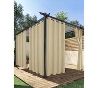 HolidayIdeas Outdoor Curtains for Patio Waterproof, 4 Panels - 54 x 108 Inch - Privacy Protection & Light Filtering Curtains Cream Grommet Outside Curtains for Porch, Gazebo, Pergola, Backyard