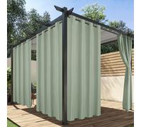 HolidayIdeas Outdoor Curtains for Patio Waterproof, 4 Panels - 54 x 108 Inch - Privacy Protection & Light Filtering Curtains Grommet Outside Curtains for Porch, Backyard (Sage Green)