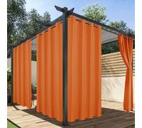HolidayIdeas Outdoor Curtains for Patio Waterproof, 4 Panels - 54 x 108 Inch - Privacy Protection & Light Filtering Curtains Grommet Outside Curtains for Porch, Backyard (Mecca Orange)