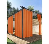HolidayIdeas Outdoor Curtains for Patio Waterproof, 4 Panels - 54 x 120 Inch - Privacy Protection & Light Filtering Curtains Grommet Outside Curtains for Porch, Backyard (Mecca Orange)