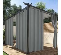 HolidayIdeas Outdoor Curtains for Patio Waterproof, 4 Panels - 54 x 84 Inch - Privacy Protection & Light Filtering Curtains Grey Grommet Outside Curtains for Porch, Gazebo, Pergola, Backyard