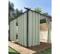 HolidayIdeas Outdoor Curtains for Patio Waterproof, 4 Panels - 54 x 84 Inch - Privacy Protection & Light Filtering Curtains Grommet Outside Curtains for Porch, Gazebo, Pergola (Sage Green)