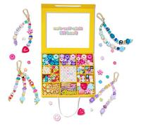 HolidayQbee Beaded Keychain Making Kit DIY Bag Charm Making Kit - Fun Jewellery Craft Kits for Kids & Adults with Colourful Beads Keyring Making Kits Gifts and Creative Projects