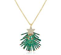 HolidayQbee Christmas Necklace for Women - White Blue Snowflakes, Pink Glass, Green Christmas Tree, Light Bulb Fashion Jewelry, Brass, No Gemstone