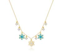 HolidayQbee Christmas Necklace for Women - White Blue Snowflakes, Pink Glass, Green Christmas Tree, Light Bulb Fashion Jewelry, Brass, No Gemstone