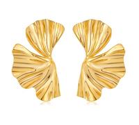 HolidayQbee Gold Leaf Statement Earrings for Women Hypoallergenic Earrings Handmade Ginkgo-Inspired Drop Earrings, Fade-Resistant Sculptural Jewellery, Elegant Accessory for Party or Daily Wear