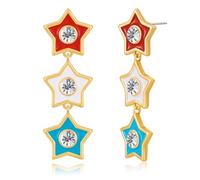 HolidayQbee Independence Day Earrings Five-pointed Star Drop Earrings Boots Flag Earrings Rocket Flag Earrings Heart Flag Earrings Patriotic Earrings, Brass, No Gemstone