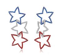 HolidayQbee Independence Day Earrings Five-pointed Star Drop Earrings Boots Flag Earrings Rocket Flag Earrings Heart Flag Earrings Patriotic Earrings, Brass, No Gemstone