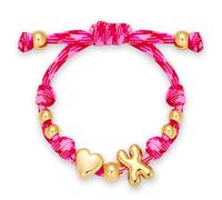 HolidayQbee Pink Braided Bracelet With Gold Bubble Initial X & Heart Charm, Adjustable Slider Rope Bracelet For Women Teen Girls, Trendy Friendship Bracelet For Daily Wear