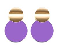 HolidayQbee Purple Earrings Geometric Disc Drop Earrings For Women, Two-Tone Statement Dangle, Hypoallergenic Nickel-Free, Lightweight, Tarnish-Resistant Fashion Jewellery