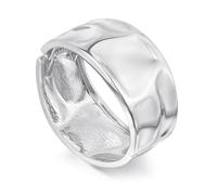 HolidayQbee Silver Bangle Bracelet for Women - Handmade Textured Wide Bangle with Polished Finish, Fade-Resistant Modern Statement Jewellery for Day or Evening Wear