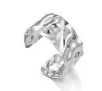 HolidayQbee Silver Bangles for Women - Textured Silver Cuff Bracelet for Women, Sculptural Chunky Bangle, Hypoallergenic & Non-Tarnish Gift Jewellery for Her
