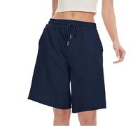 Holidays Essentials for Women Jogging Bottoms Shorts Knee Length Drawstring Casual Loose Summer Cotton Sports Shorts With Pockets Knee Length Chino Shorts Women Knee Length Walking Shorts Women