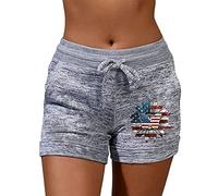 Holidays Essentials for Women Ladies Summer Trousers Fashion Women Quick Drying Casual Sports Shorts Independence Day Butterfly Print Print Elastic Short Yoga Pants Long Baggy Shorts Jogger Shorts