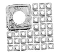 HOLIDYOYO 100pcs Aluminum Foil Stove Burner Covers for Gas Stove and Burners Adjustable Size Easy Storage Disposable Silver Top Protectors and Gas Liners for Kitchen Cleaning