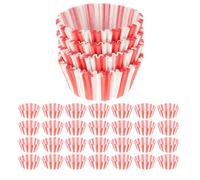 HOLIDYOYO 100pcs Paper Muffin Liners Baking Cups Red and White Stripes, Oil-Resistant Cake Paper Holders for High-Temperature Baking, Suitable for Muffins and Cupcakes at Parties and Celebrations