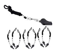 HOLIDYOYO 10pcs Black Whistles with Hanging Lanyards Loud Survival Emergency Outdoor Whistles for Soccer Basketball Hiking Lifeguards Referees Camping and Safety Use