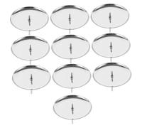 HOLIDYOYO 10pcs Christmas Candle Holders Plates for Elegant Dinning Table Centerpiece for Festive Decor and Wedding Celebrations and Silver Finish